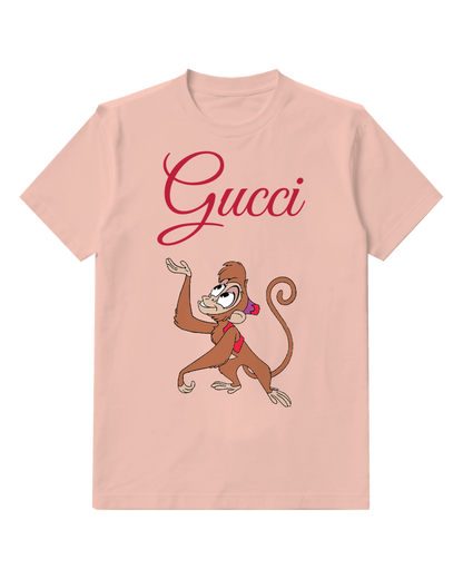 Blush Pink Monkey Raised Hand Graphic T-Shirt - front product view
