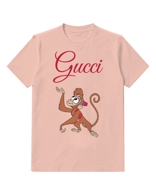 Blush Pink Monkey Raised Hand Graphic T-Shirt - front product view