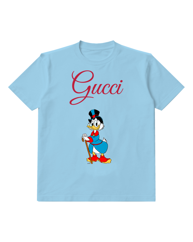 Sky Blue Tall Top Hat Duck Graphic T-Shirt - front product view