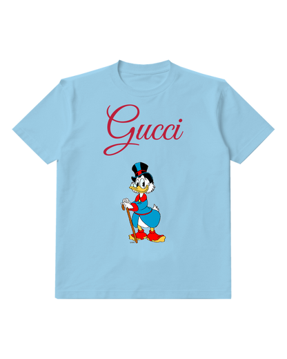 Sky Blue Tall Top Hat Duck Graphic T-Shirt - front product view