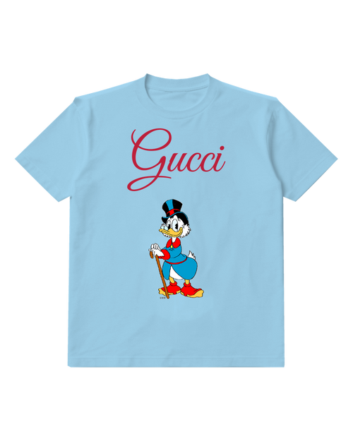 Sky Blue Tall Top Hat Duck Graphic T-Shirt - front product view