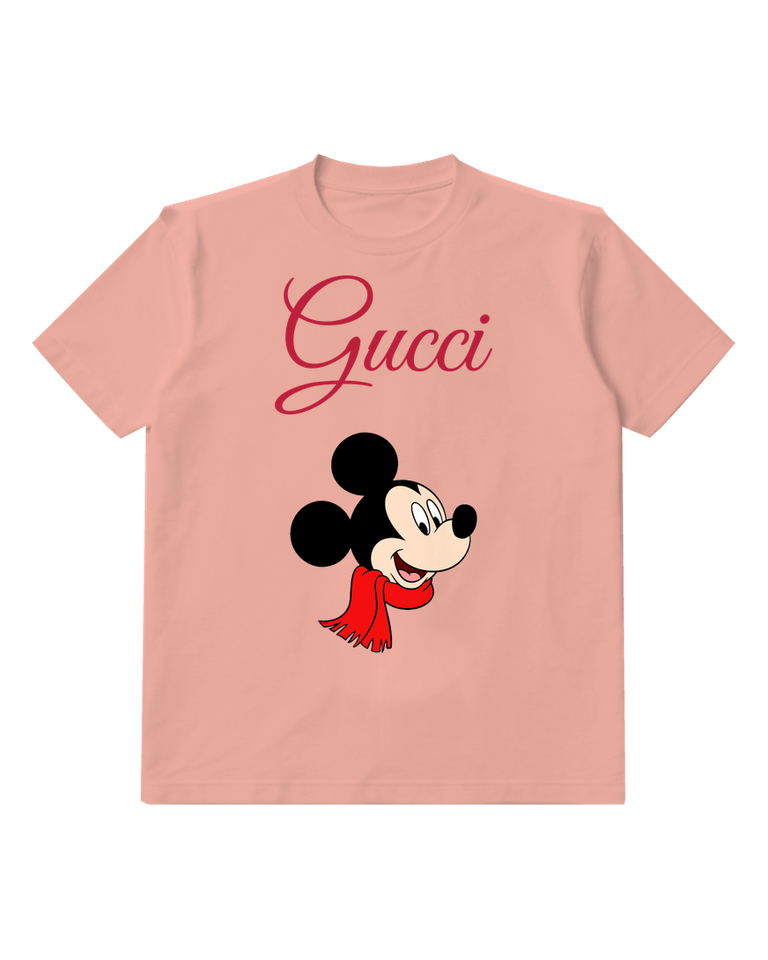 Blush Pink Mickey Mouse Wearing Red Scarf Graphic T-Shirt - front product view