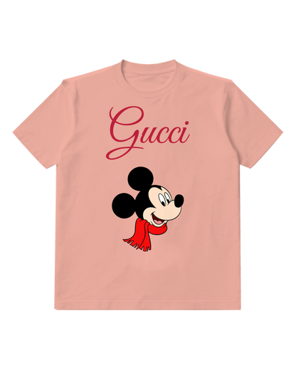 Blush Pink Mickey Mouse Wearing Red Scarf Graphic T-Shirt - front product view