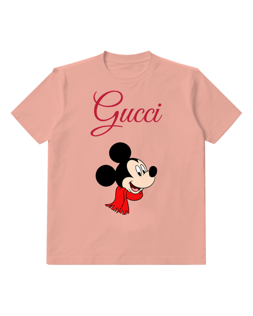 Blush Pink Mickey Mouse Wearing Red Scarf Graphic T-Shirt - front product view