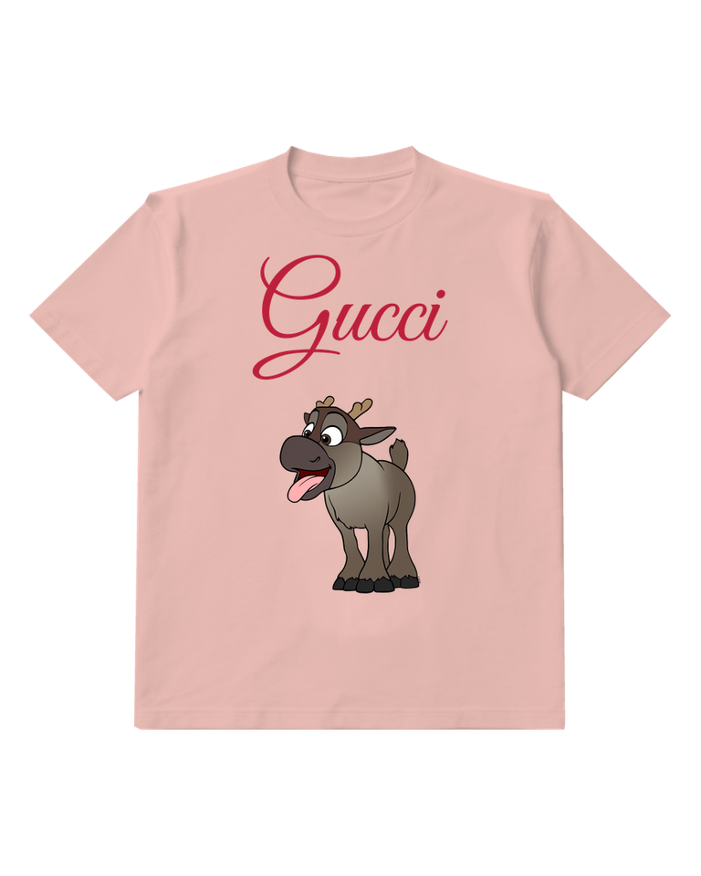 Blush Pink Gray Hoofed Animal Smile Graphic T-Shirt - front product view