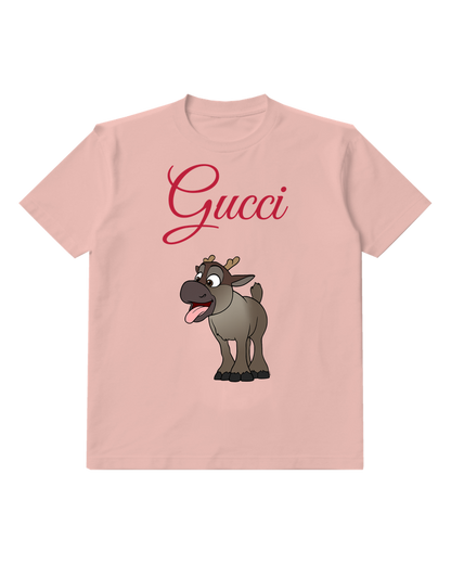 Blush Pink Gray Hoofed Animal Smile Graphic T-Shirt - front product view