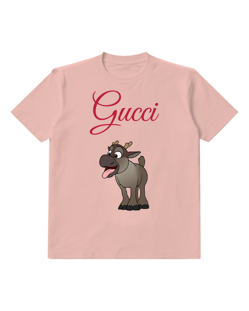 Blush Pink Gray Hoofed Animal Smile Graphic T-Shirt - front product view