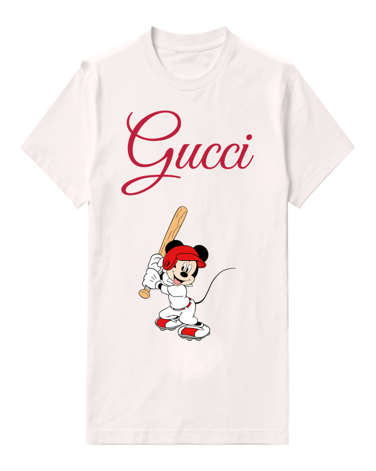 White Mouse Baseball Bat Graphic T-Shirt - front product view