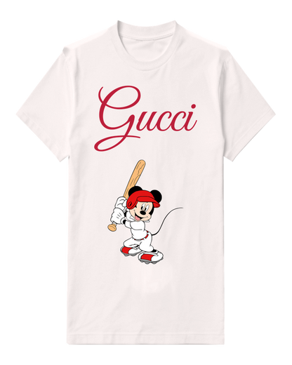 White Mouse Baseball Bat Graphic T-Shirt - front product view