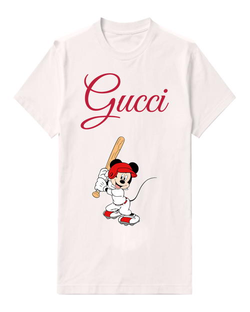White Mouse Baseball Bat Graphic T-Shirt - front product view