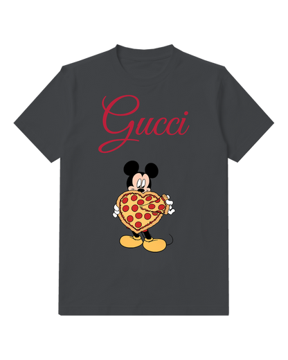 Charcoal Mouse Pizza Graphic T-Shirt - front product view