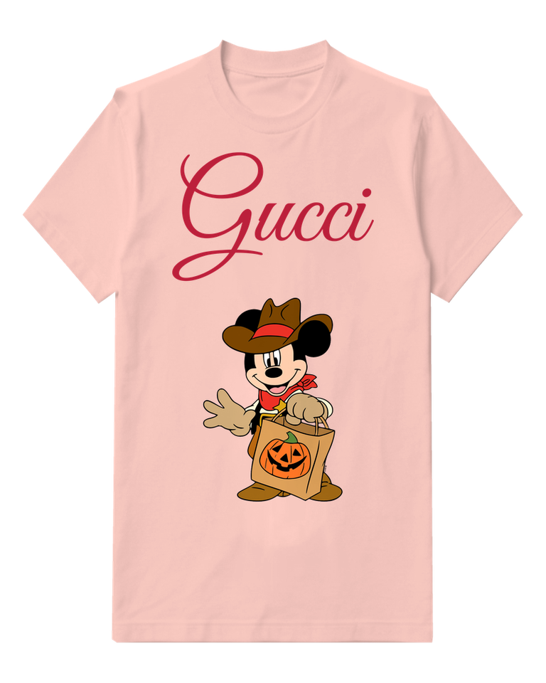 Blush Pink Mickey Mouse Cowboy Halloween Pose Graphic T-Shirt - front product view