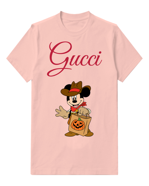 Blush Pink Mickey Mouse Cowboy Halloween Pose Graphic T-Shirt - front product view