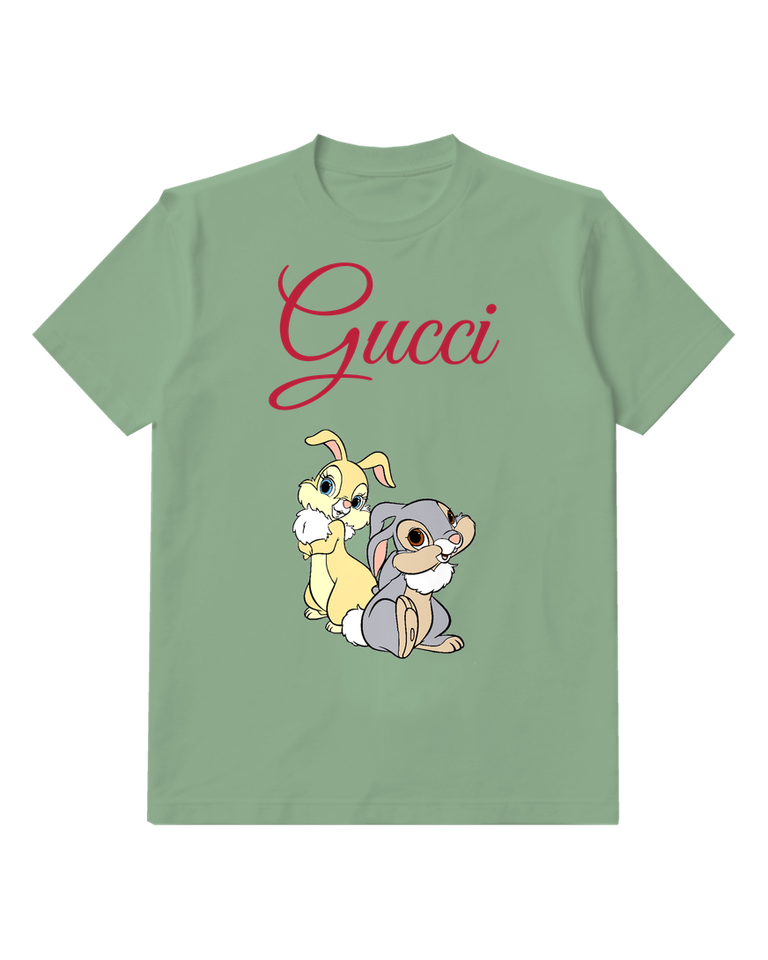Sage Green Thumper Sitting Beside Another Bunny Graphic T-Shirt - front product view