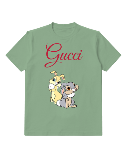Sage Green Thumper Sitting Beside Another Bunny Graphic T-Shirt - front product view