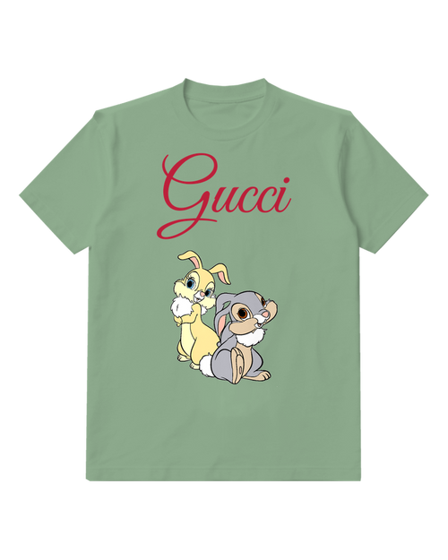 Sage Green Thumper Sitting Beside Another Bunny Graphic T-Shirt - front product view