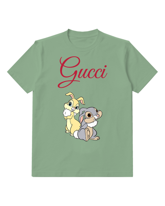 Sage Green Thumper Sitting Beside Another Bunny Graphic T-Shirt - front product view
