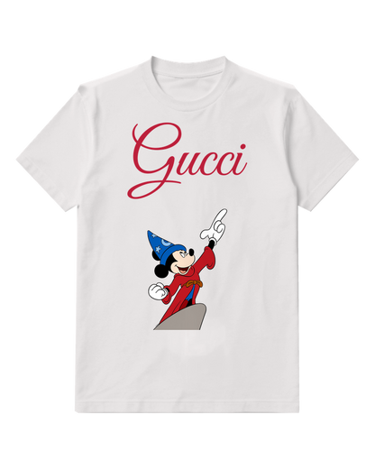 White Wizard Mouse Raised Finger Graphic T-Shirt - front product view