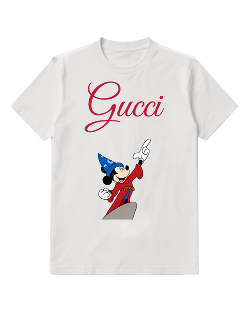 White Wizard Mouse Raised Finger Graphic T-Shirt - front product view