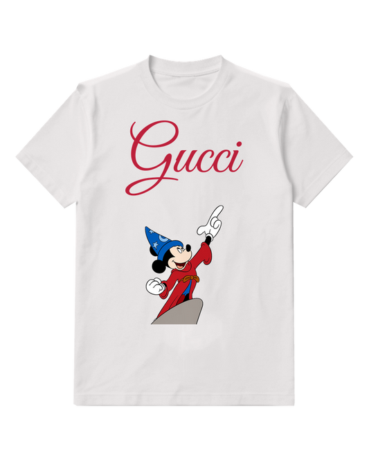 White Wizard Mouse Raised Finger Graphic T-Shirt - front product view