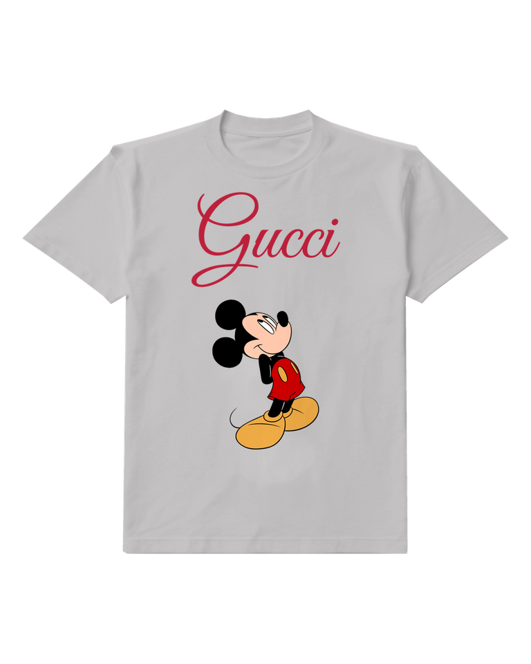 Light Gray Mouse Crew Neck Graphic T-Shirt - front product view