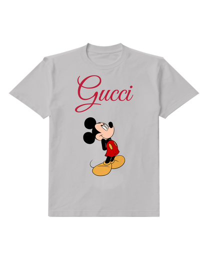 Light Gray Mouse Crew Neck Graphic T-Shirt - front product view
