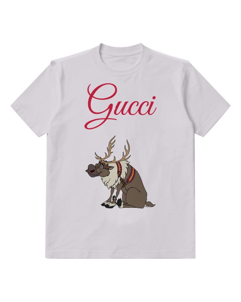 Light Gray Sven Sitting With Antlers Graphic T-Shirt - front product view
