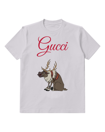 Light Gray Sven Sitting With Antlers Graphic T-Shirt - front product view