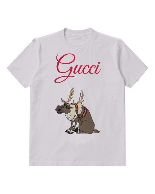 Light Gray Sven Sitting With Antlers Graphic T-Shirt - front product view