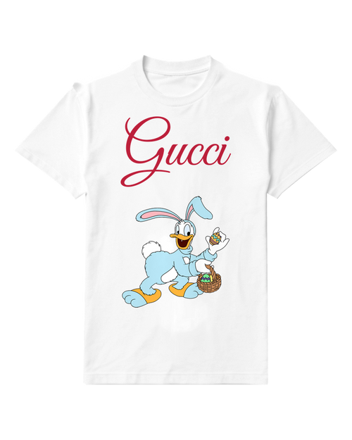 White Easter Bunny Donald Duck Graphic T-Shirt - front product view