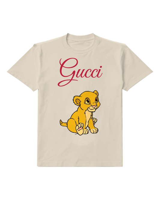 Ivory Young Lion Cub Sitting Upright Graphic T-Shirt - front product view