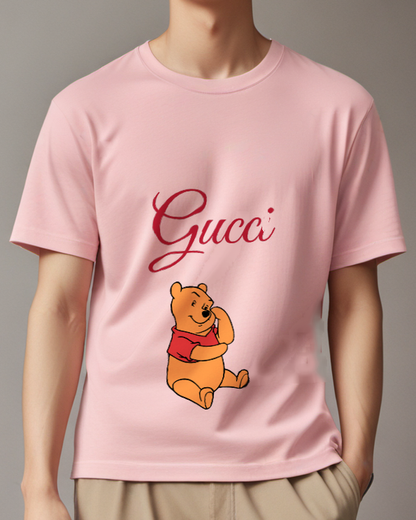 Blush Pink Cheek Resting Bear Graphic T-Shirt - model wearing view
