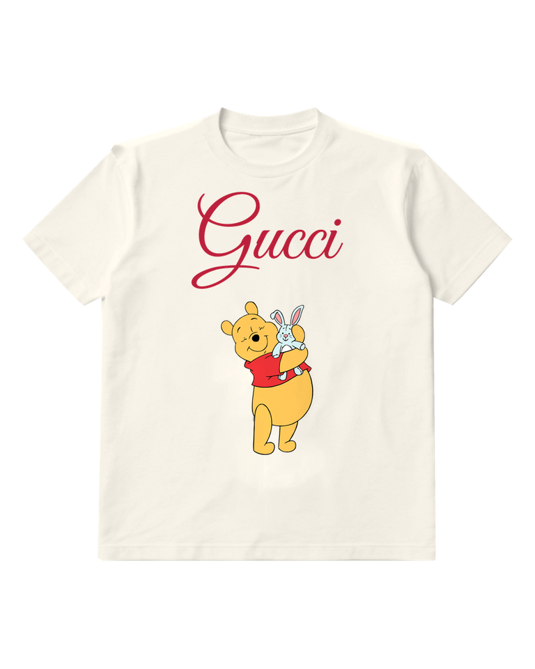 White Winnie The Pooh Holding A Rabbit Graphic T-Shirt - front product view