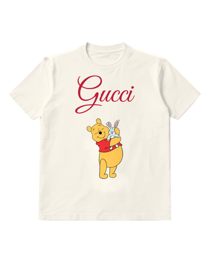 White Winnie The Pooh Holding A Rabbit Graphic T-Shirt - front product view