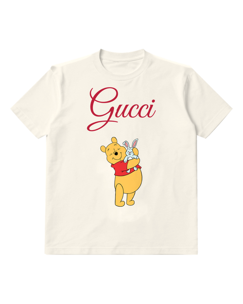 White Winnie The Pooh Holding A Rabbit Graphic T-Shirt - front product view