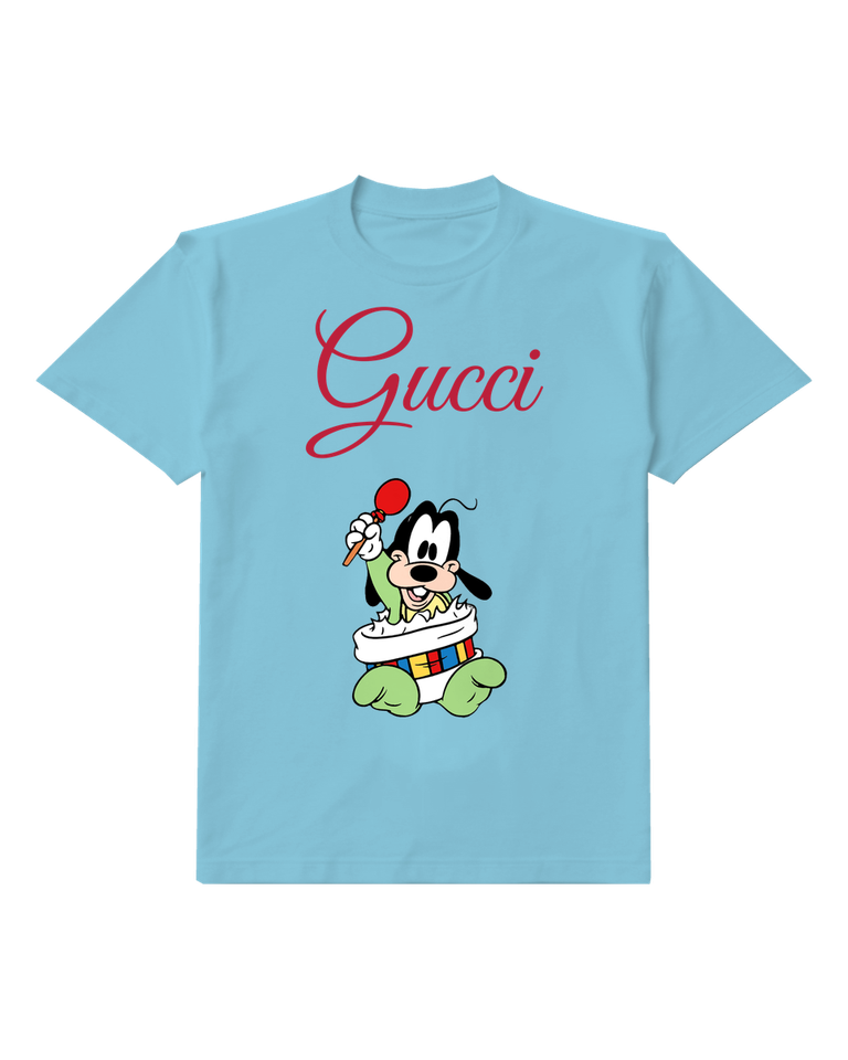 Sky Blue Goofy Baby Holding Lollipop Graphic T-Shirt - front product view