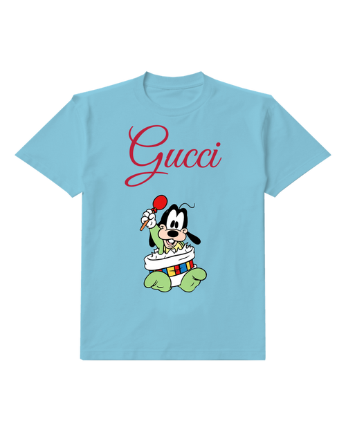 Sky Blue Goofy Baby Holding Lollipop Graphic T-Shirt - front product view