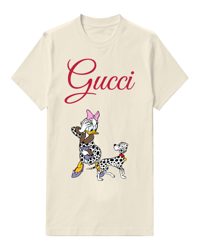 Ivory Daisy Duck With Spotted Dog Graphic T-Shirt - front product view