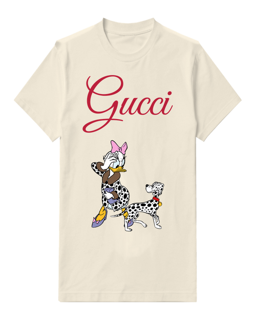 Ivory Daisy Duck With Spotted Dog Graphic T-Shirt - front product view