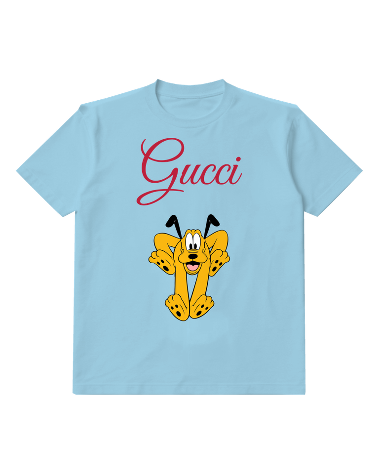 Sky Blue Pluto Running Forward Excitedly Graphic T-Shirt - front product view