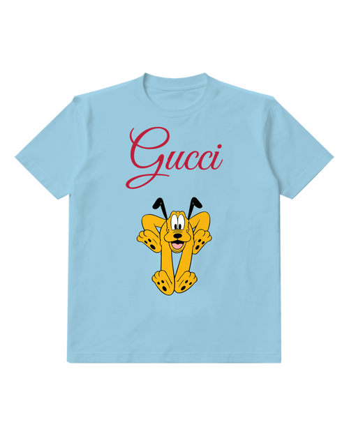 Sky Blue Pluto Running Forward Excitedly Graphic T-Shirt - front product view
