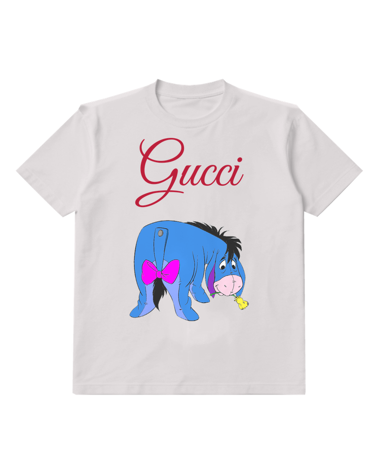 Light Gray Donkey Tail Pink Bow Graphic T-Shirt - front product view