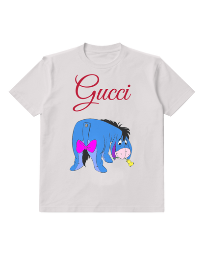 Light Gray Donkey Tail Pink Bow Graphic T-Shirt - front product view