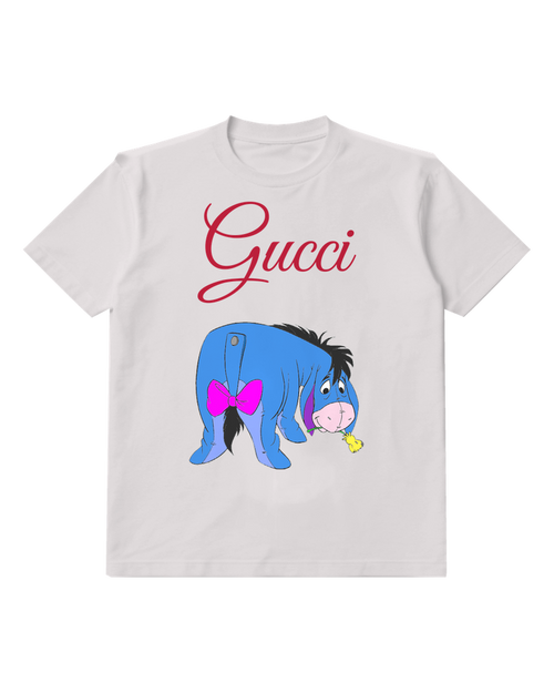 Light Gray Donkey Tail Pink Bow Graphic T-Shirt - front product view