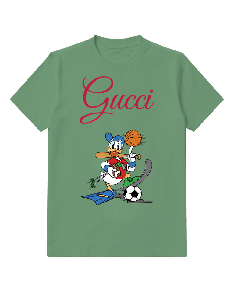 Sage Green Donald Duck Sports Multiple Items Graphic T-Shirt - front product view