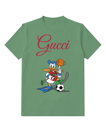 Sage Green Donald Duck Sports Multiple Items Graphic T-Shirt - front product view