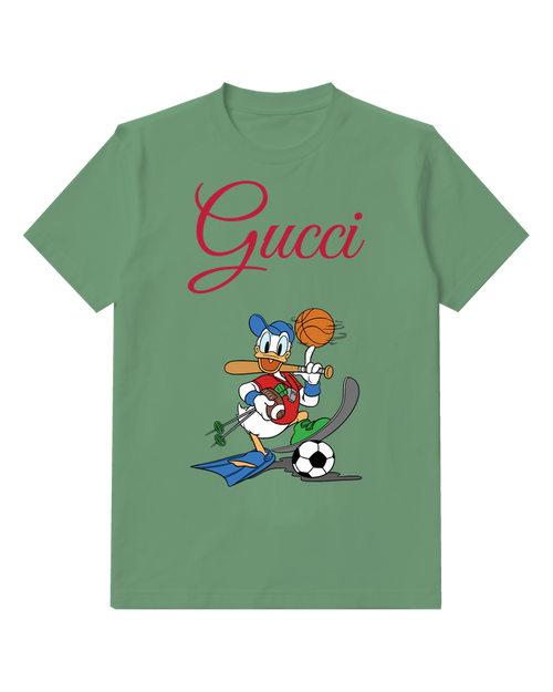 Sage Green Donald Duck Sports Multiple Items Graphic T-Shirt - front product view