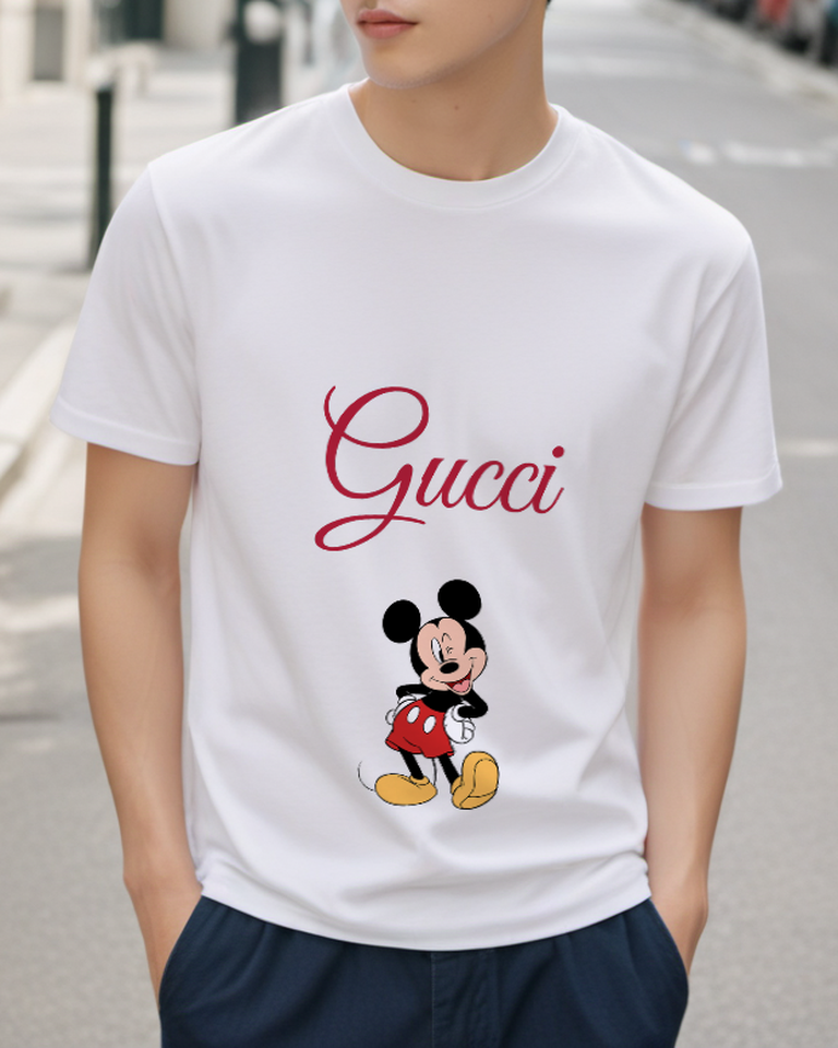 White Red Script Mouse Graphic T-Shirt - styled view 1
