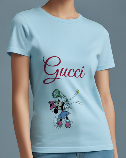 Sky Blue Minnie Mouse Tennis Swing Graphic T-Shirt - model wearing view