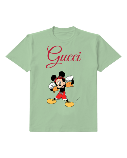 Sage Green Mickey Mouse Flexing Arms Graphic T-Shirt - front product view